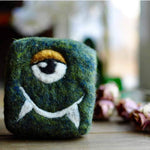 what is felted soap, well this handmade gorgeously designed monster is a perfect example of felted soap bars