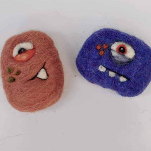 a soap saver bag makes a great gift but this makes an even better one, better than a mesh saver our felted monsters will have your soap last a long time