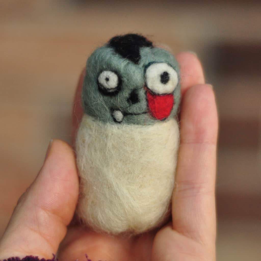 felting soap, also known as felt soap, these are out mini monsters hand needle felted with 100% wool