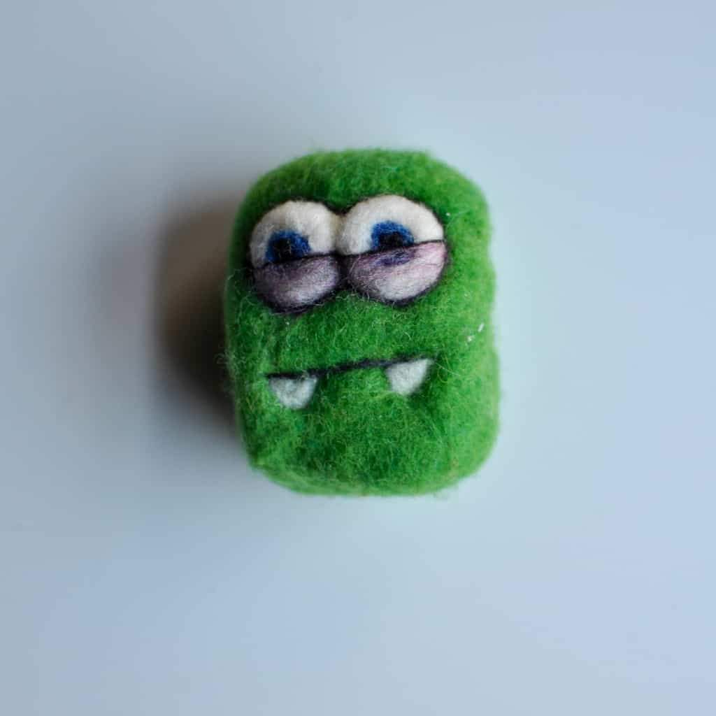 felted soap designs that will wow you, our mini monster is green and is a great gift for boys or girls on any holiday or birthday