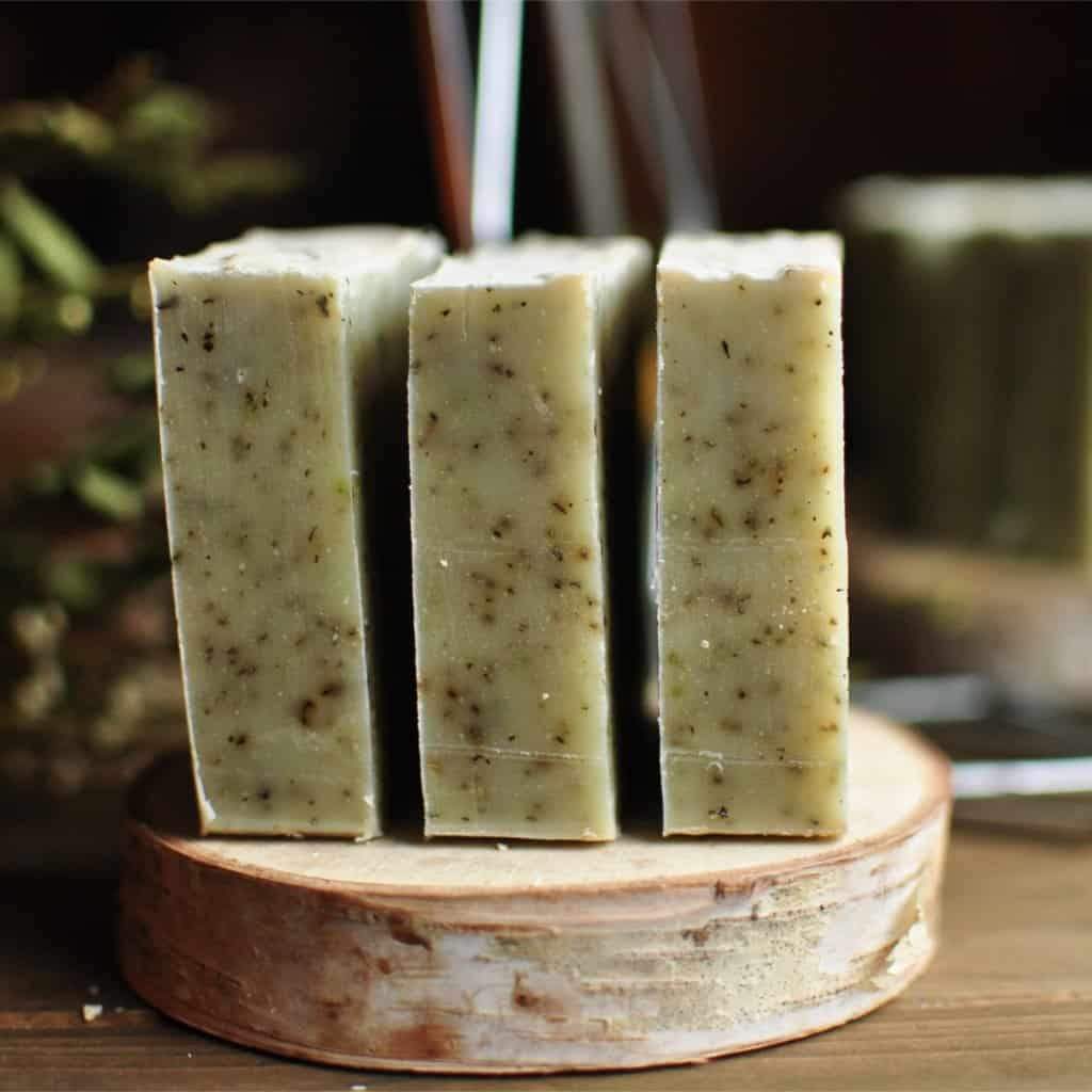 handmade soap organic this spearmint eucalyptus bar is amazing and has huge benefits, green and 3 by 3 inches